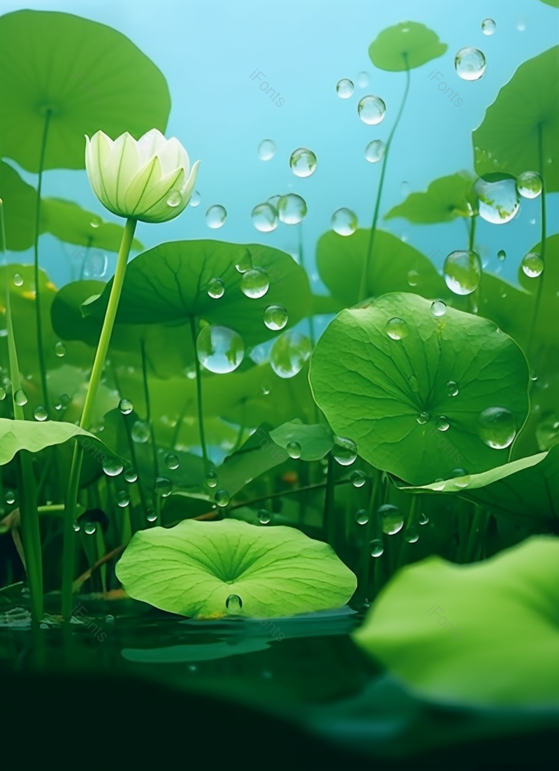 摄影图绿色的夏天池塘里的荷叶荷花背景,插画/手绘图,插画/手绘图库,插画/手绘图下载,插画/手绘